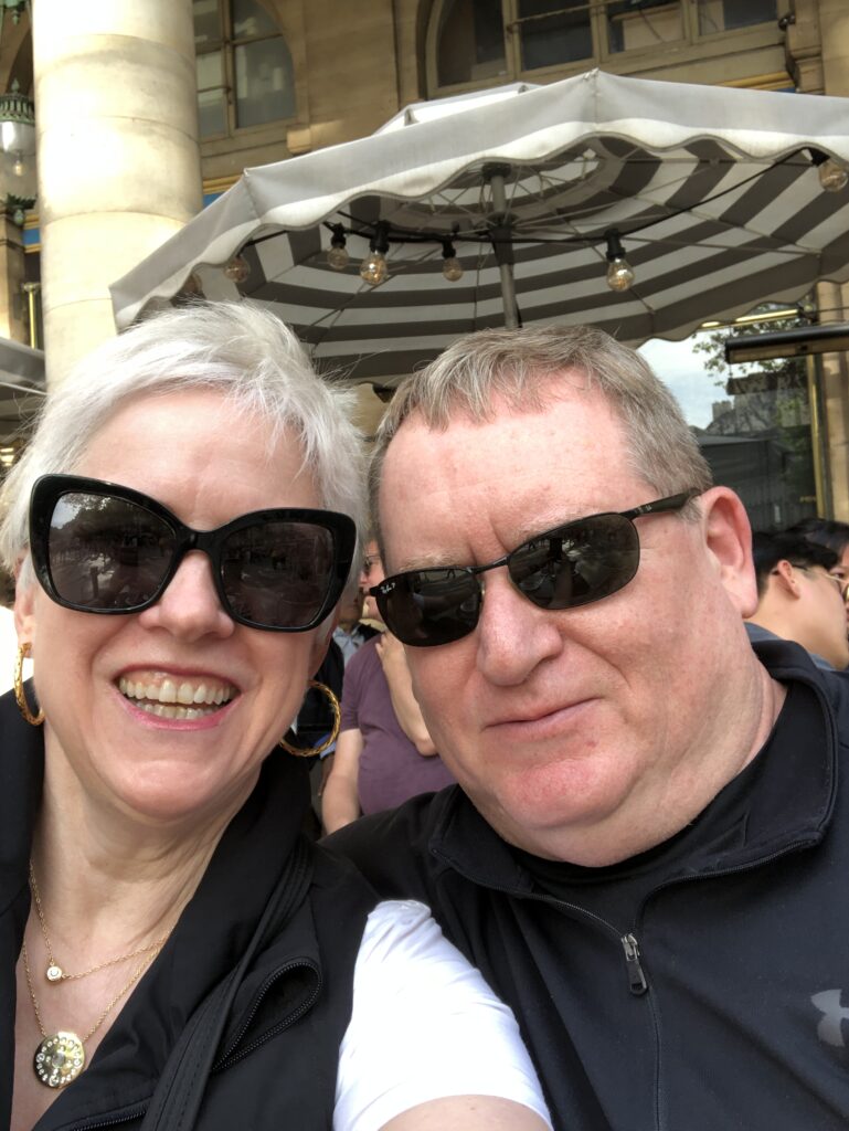 Russ and Leslie on a reconnaissance trip to move stateside to the south of France